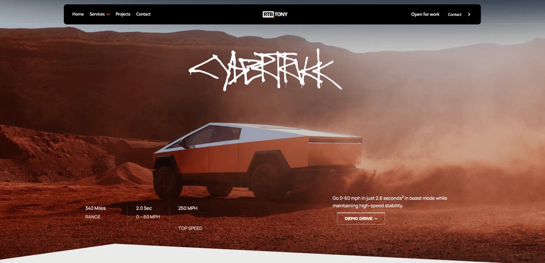 Electric truck dealership demo website by RTBT