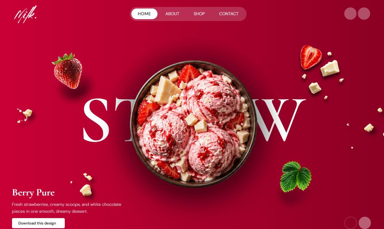 Ice cream shop demo website by RTBT