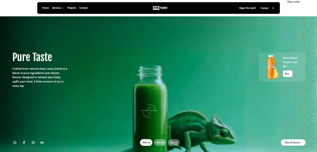 Juice bar demo website by RTBT