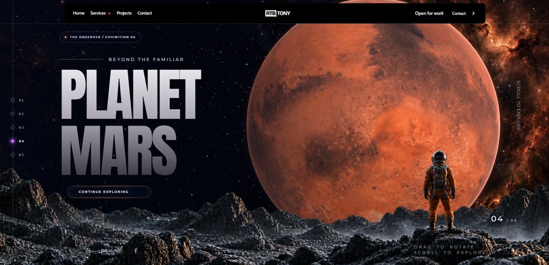 Space exhibition demo website by RTBT